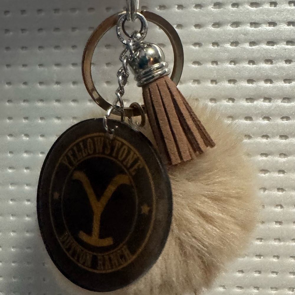 Brown and Cream Yellowstone Keychain with Tassel